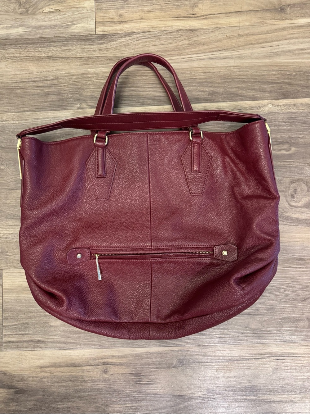 Halston Heritage Burgundy Leather Tote